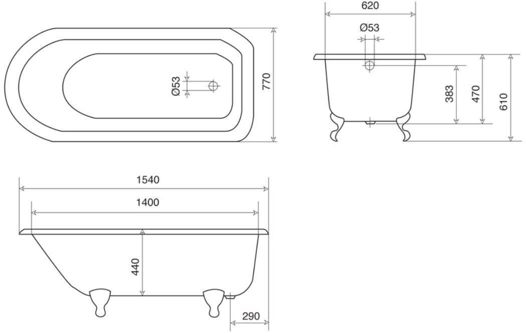 Gentry Home Чугунная ванна на ножках Vasche da bagno in ghisa sun-id-1498718 - Вид №4