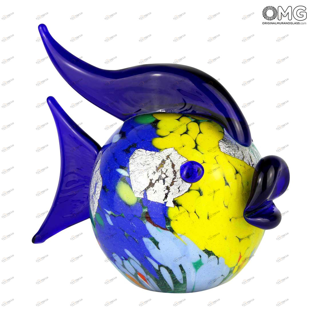3248 ORIGINALMURANOGLASS Фигурка рыбки - серебро - Original Murano Glass OMG 15 см 
