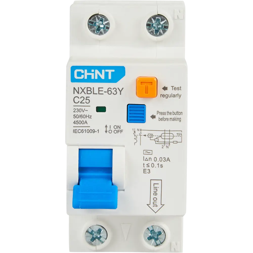 Дифференциальный автомат CHINT NXBLE-63Y 25А с защитой от утечки тока 85334631 STLM-1380934 - Вид №1