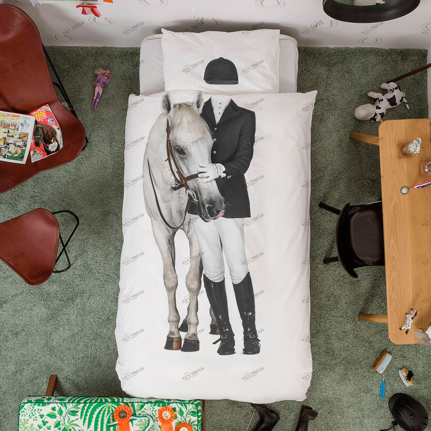 Детское постельное белье односпальное "Жокей" 150х200 см SNURK  335423 Белый;черный;серый 