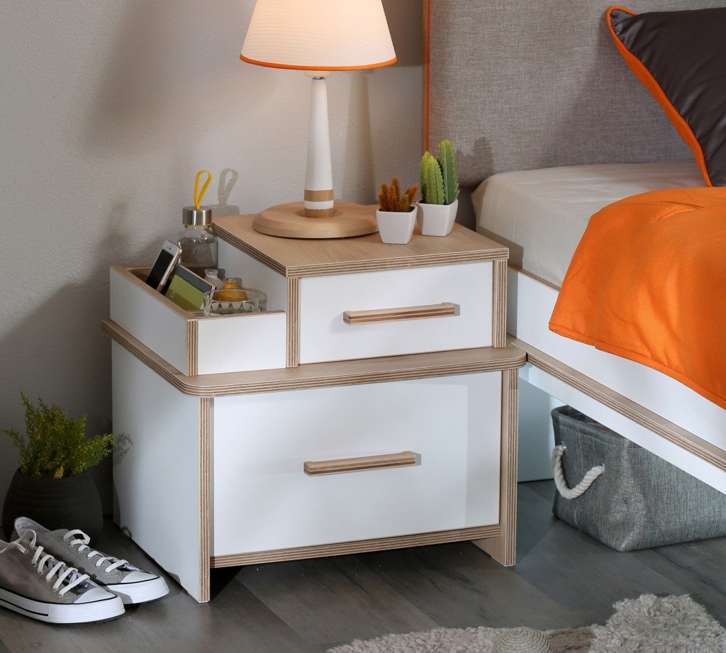 Прикроватная тумбочка белая с ящиками Dynamic CILEK DYNAMIC 00-3832585 Белый Santreyd  - Вид №2