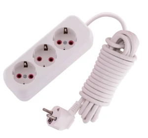 LILA Удлинитель с заземлением 3 входа, 5 метров белый