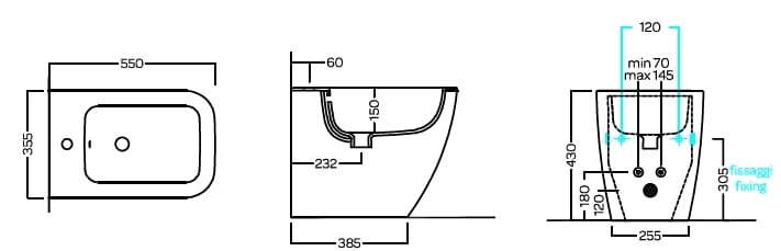 Керамическое напольное биде с переливом Hatria Tecna ARCH-00081473 - Вид №3