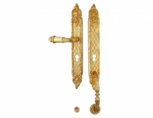 0J1607.L85.30 Комплект входной двери с замочной скважиной европрофиль 85мм левый Античная латунь