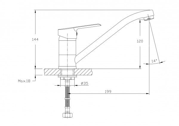 Смеситель для кухни Rush Victoria VI7135-27 хром 11523137 - Вид №1