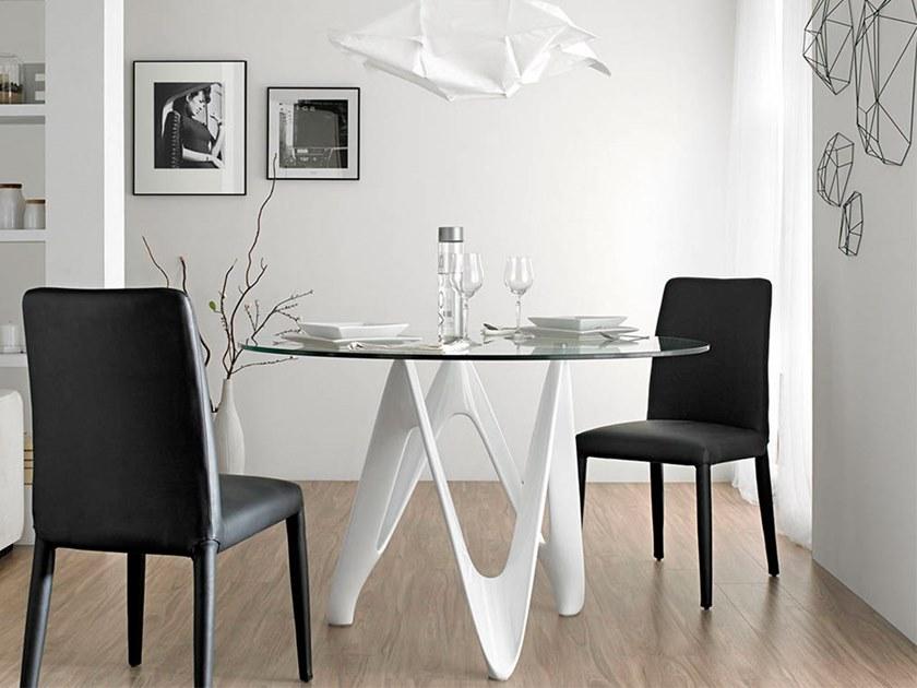 Angel Cerdá Круглый обеденный стол из дерева и стекла Urban deco 1000 Angel Cerda - Вид №1