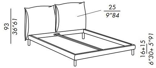 Meridiani Двуспальная кровать со съемным чехлом из ткани с мягким изголовьем sun-id-1456055 - Вид №3