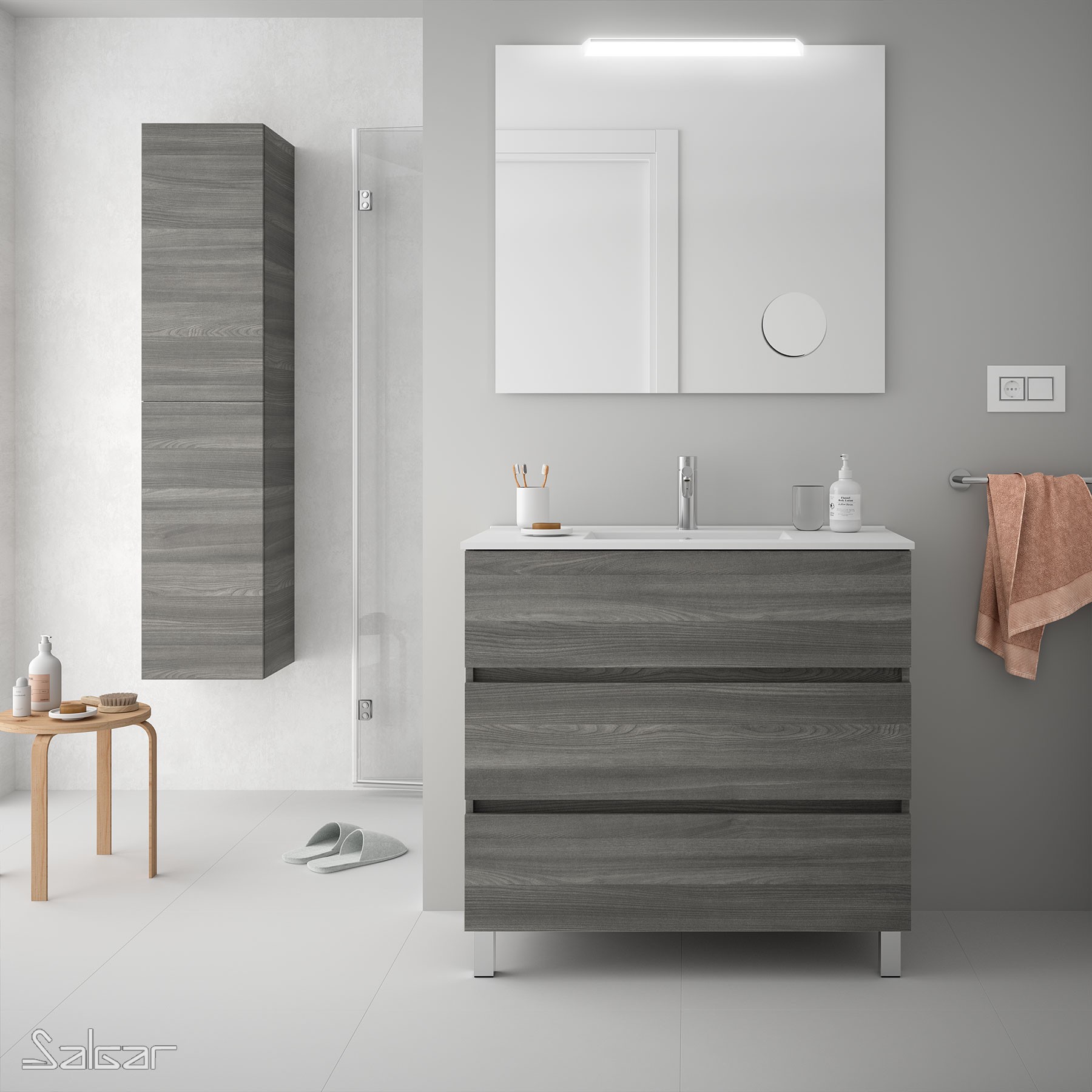 26572 SALGAR Мебель для умывальника FUSSION LINE 900 3 ящика ALSACIA 897 x 868 x 450 мм Эльзасия