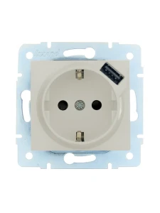 ASTI Розетка с/з + USB разъём крем механизм