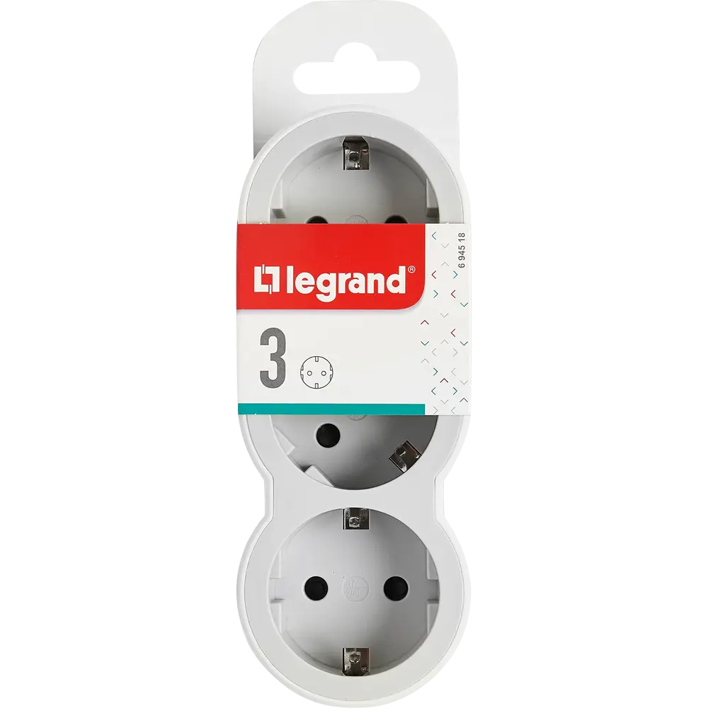 Разветвитель Legrand 3 розетки с заземлением 16 А цвет белый STLM-2013078 - Вид №3