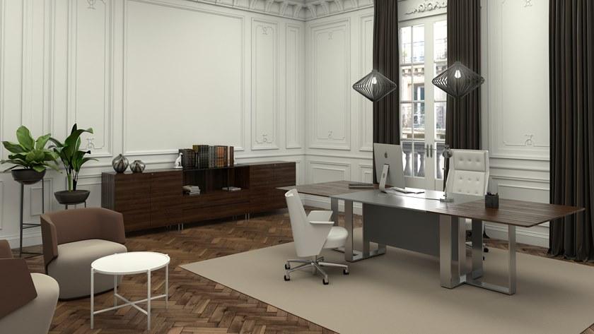 ESTEL GROUP Рабочий стол из дерева и стекла с системой прокладки кабелей Altagamma sun-id-1376071 - Вид №6