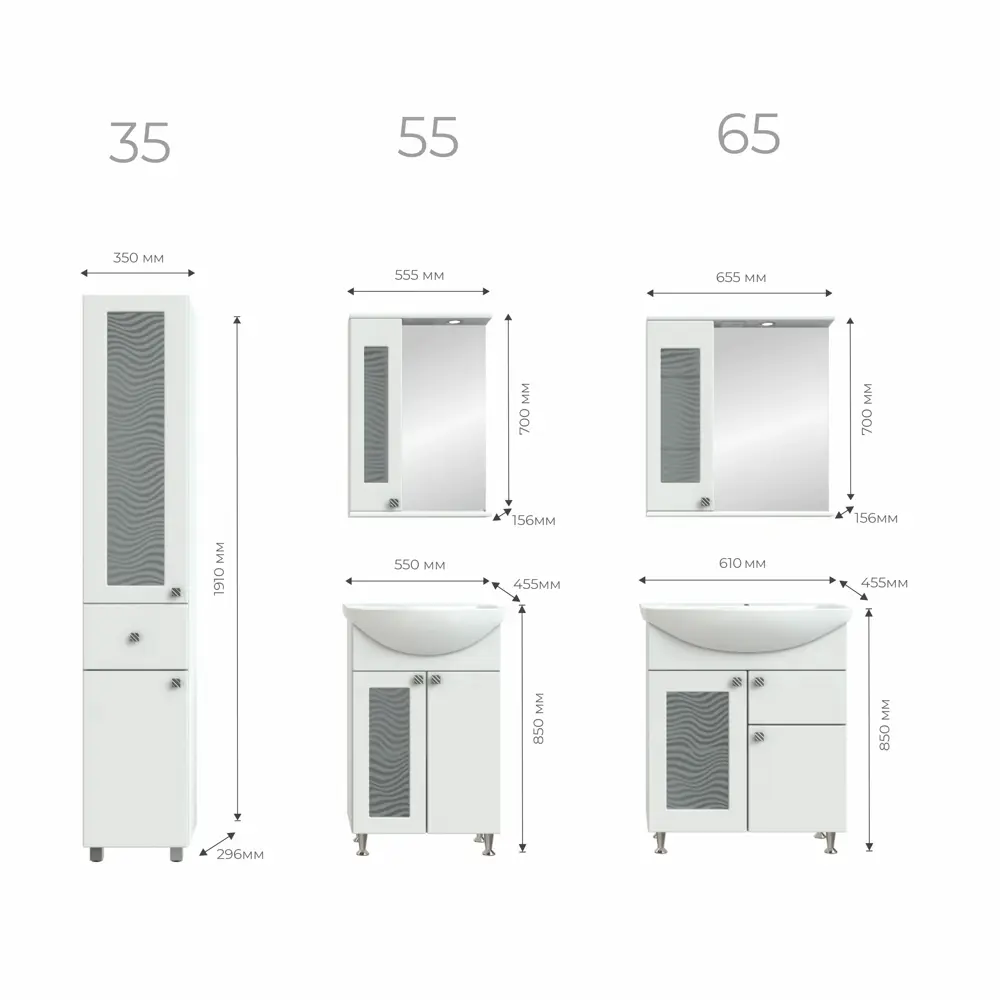 Шкаф зеркальный подвесной «Мальта» 65x70 см цвет белый VIGO STLM-2034490 - Вид №7