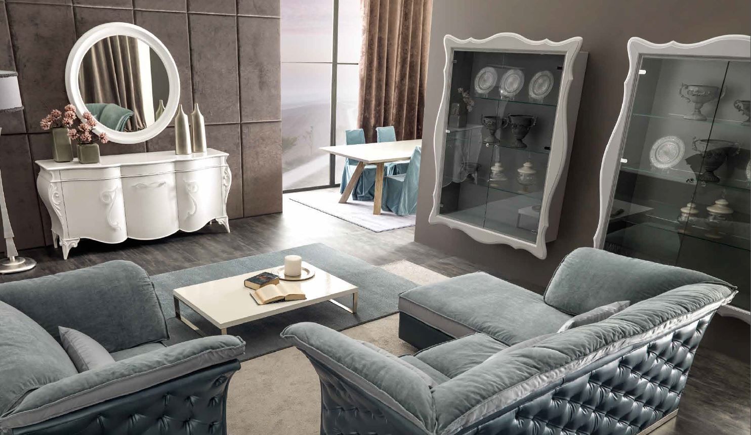 3-местный тканевый капитонный диван с полуостровом CorteZari Zoe Gold ARCH-00032357 - Вид №1