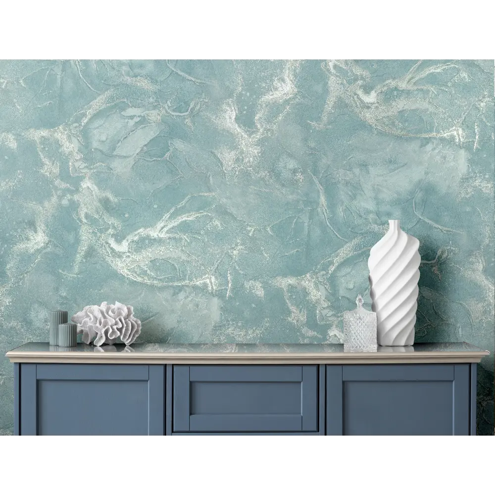 Обои флизелиновые ATELIERO Moana с текстурой штукатурки в зеленых тонах 89391012 STLM-1565779 - Вид №3