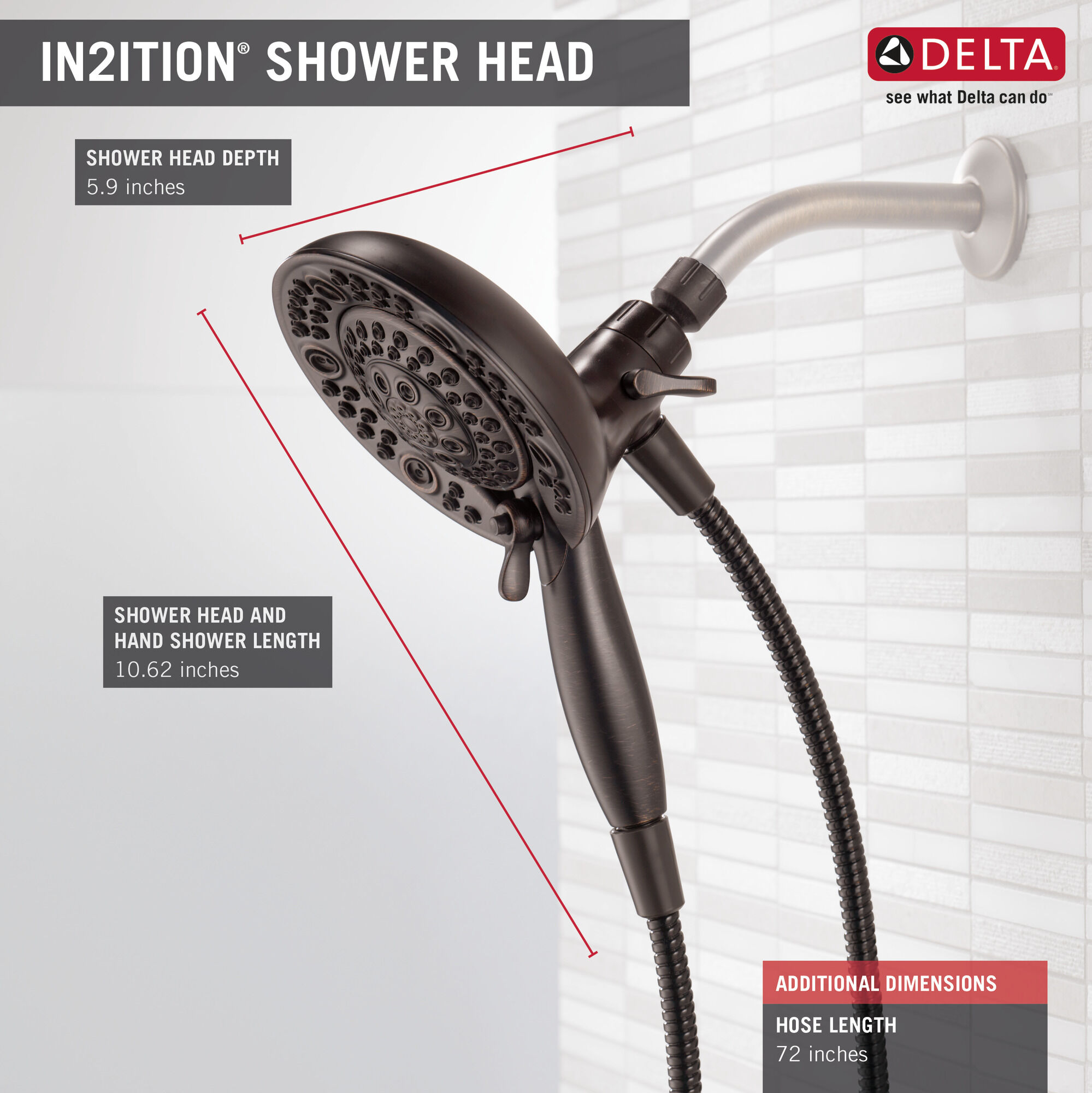75588RB In2ition® Душ два в одном Delta Faucet Universal Showering Венецианская бронза  - Вид №3