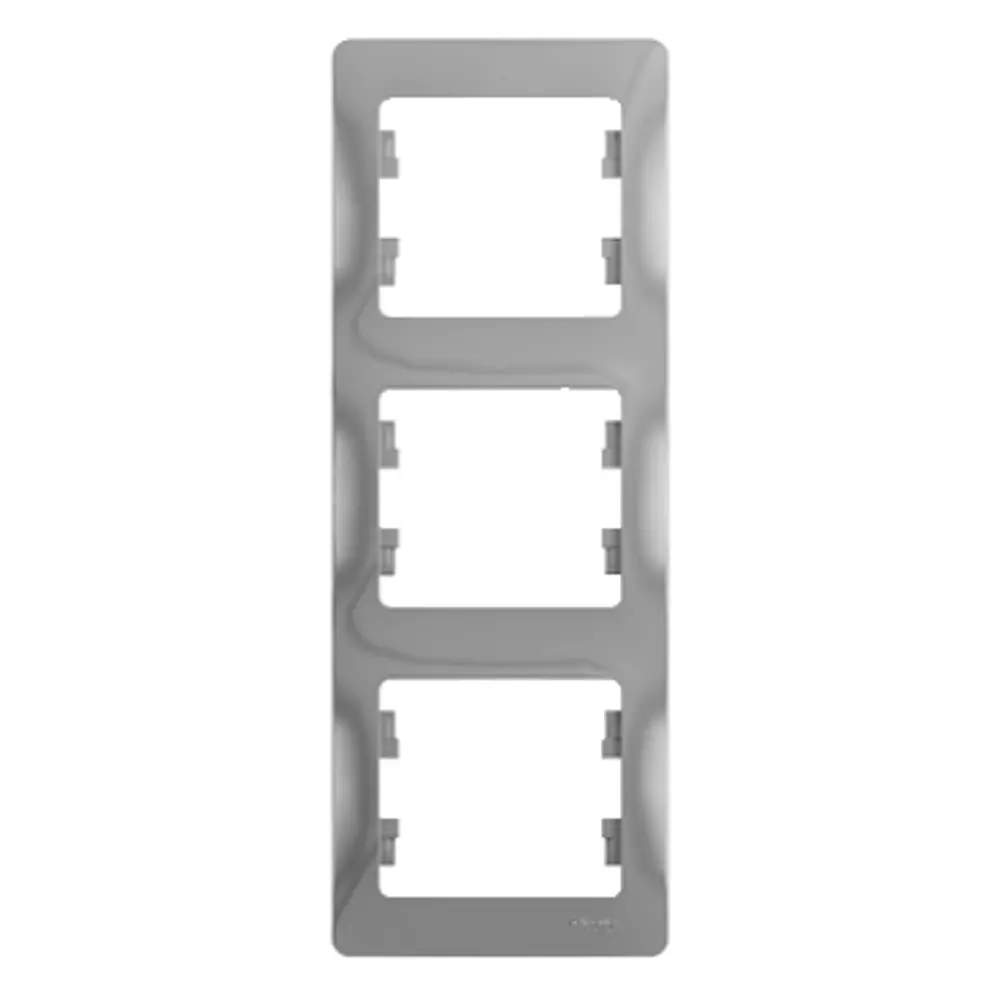 Рамка для розеток SYSTEME ELECTRIC Glossa — 3 порта, алюминиевый оттенок 89365974 STLM-1448764