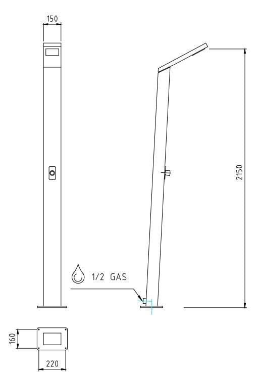 Солнечный душ из нержавеющей стали Ama Luxury Shower SOLARIS ARCH-00124819 - Вид №6