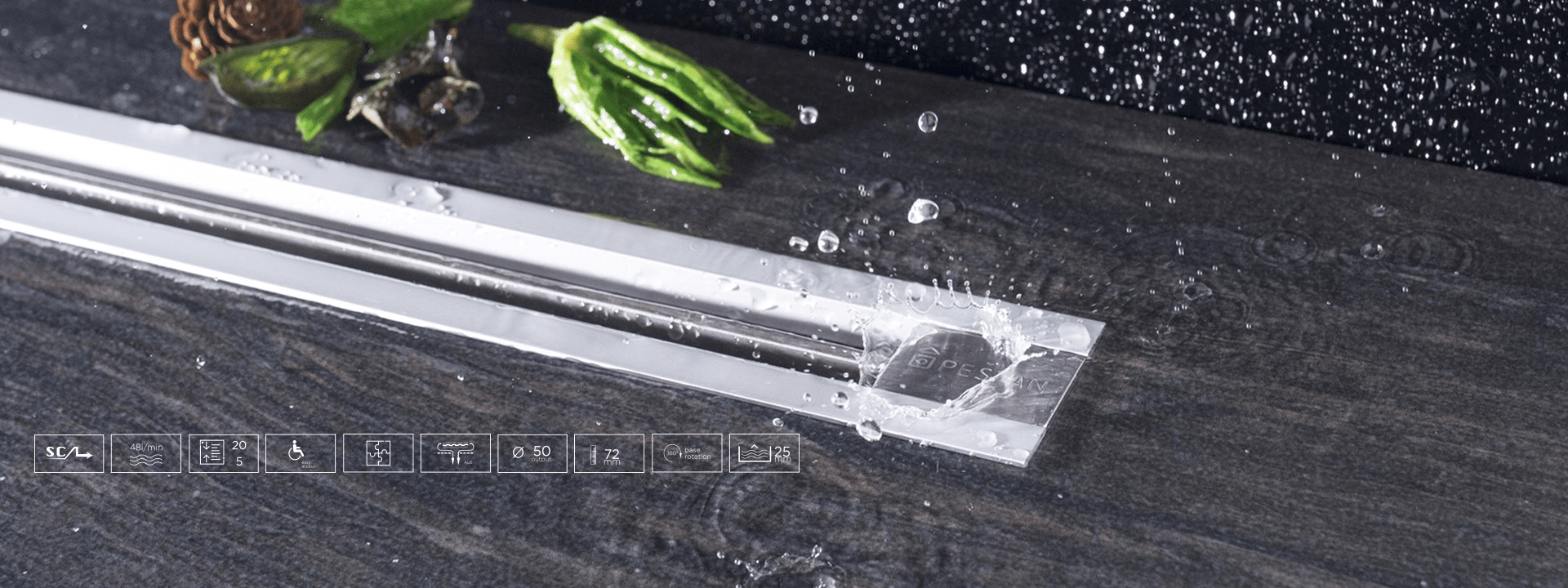 Линейный трап 850 мм CONFLUO PREMIUM SLIM LINE 13100035 PESTAN  - Вид №8