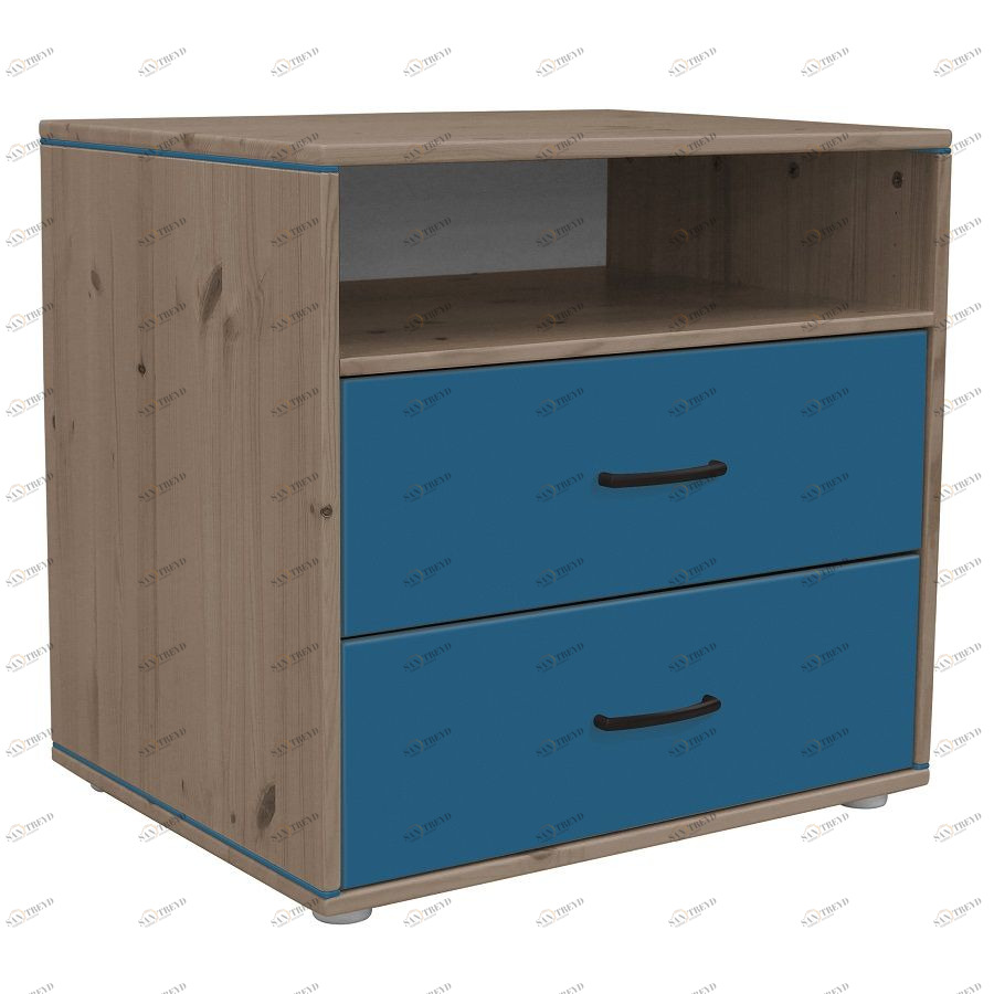 Комод Flexa Classiс storage с 2 выдвижными ящиками и 1 полкой, коричневый/голубой 812431438