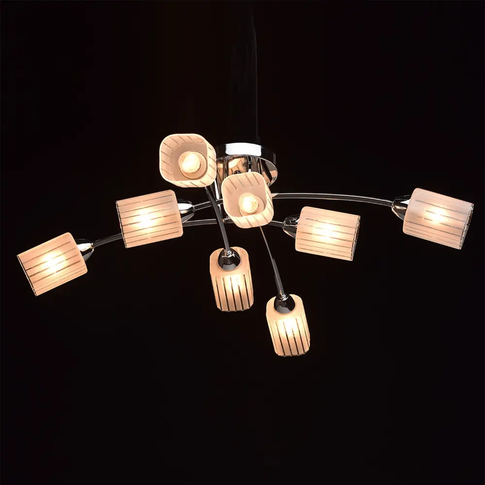 18162497 Люстра Олимпия 8xE14x60 Вт металл/стекло цвет хром/белый STLM-0009791 De Markt  - Вид №3