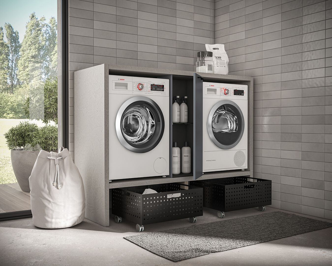 Шкаф для стиральной машины с распашными дверцами BMT Kosmo ARCH-00089567