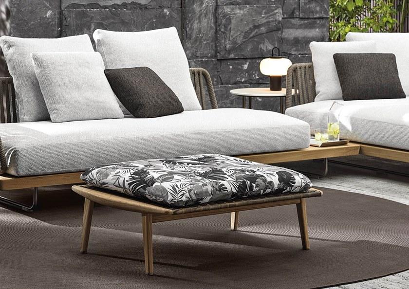 Minotti Садовая скамейка из тика и синтетического волокна Fynn outdoor sun-id-1350386 - Вид №4