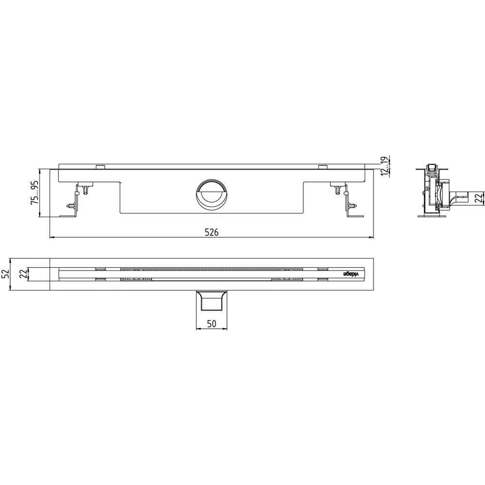 Щелевой душевой трап VIDAGE 50 см с комбинированным затвором 82507957 STLM-0028877 - Вид №6