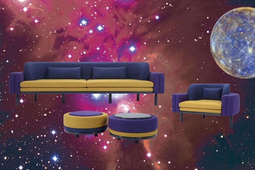 Adrenalina Низкий круглый журнальный столик из ткани Mercury sun-id-1482644 - Вид №3