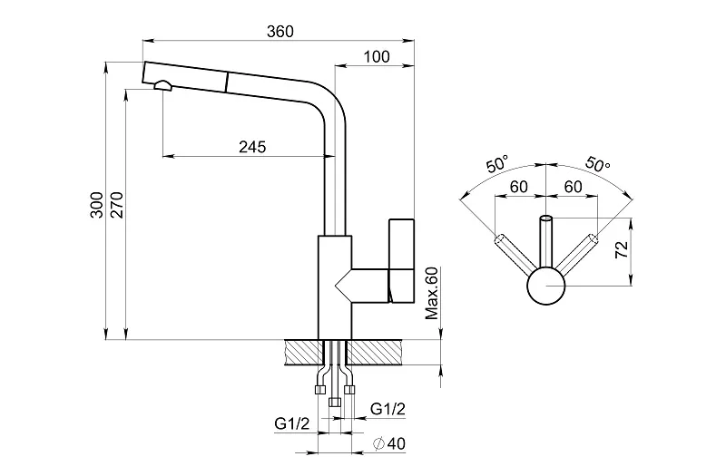 2502, ШВАРЦ, СМЕСИТЕЛЬ КУХОННЫЙ GRANULA 2502-ST176 - Вид №2