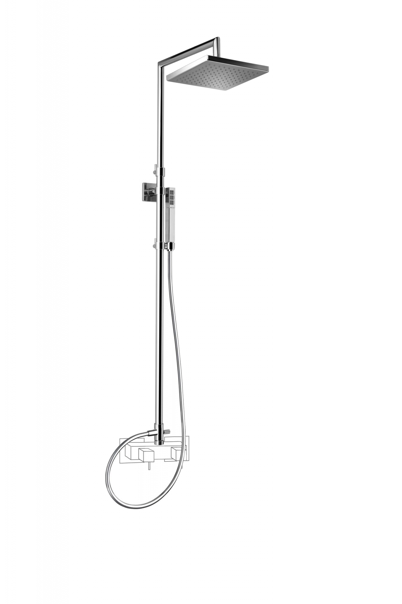 32472-CR CARIMALI Угловое телескопическое соединение 3/4 ", душевая лейка MySlim 