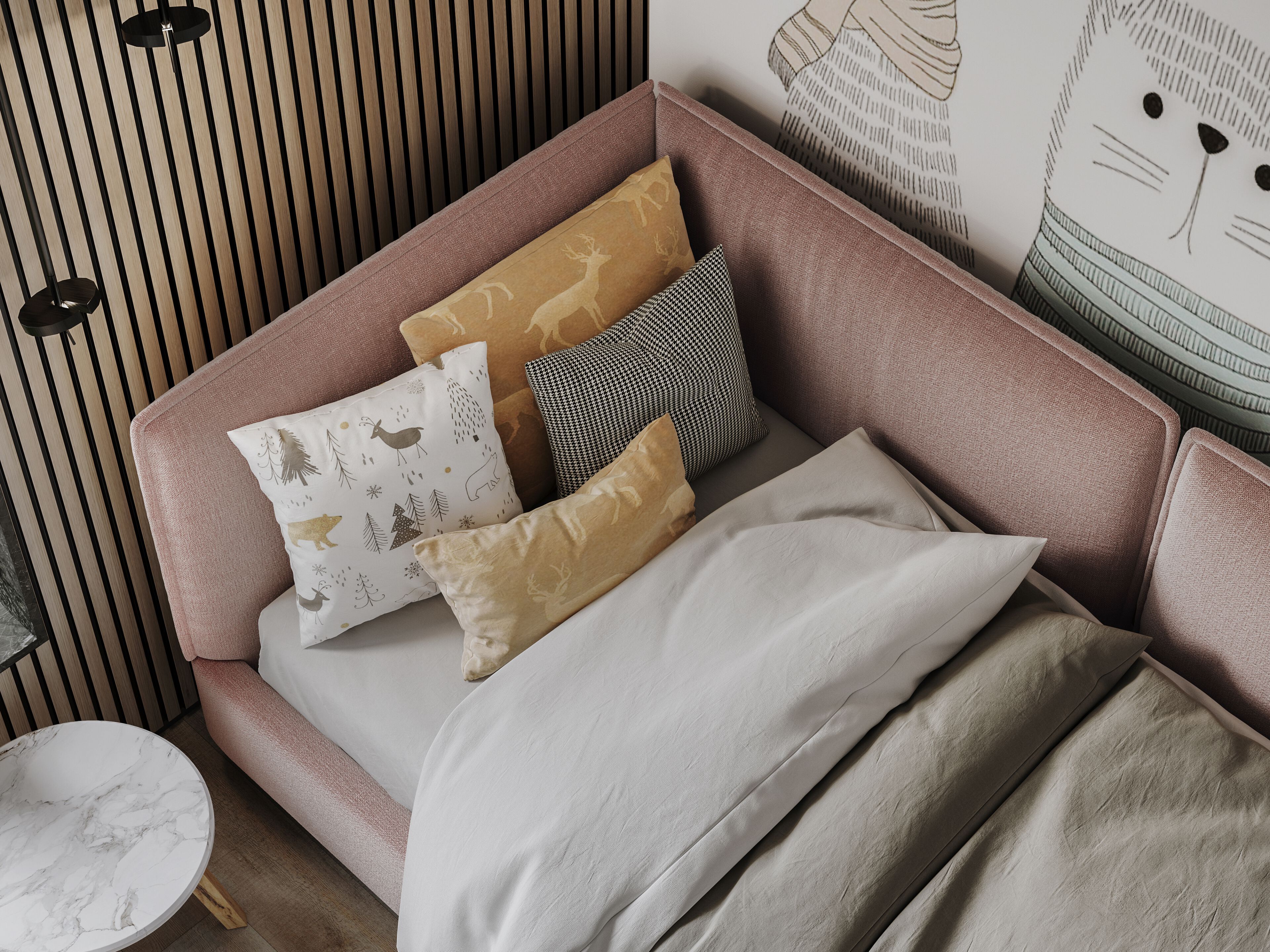 Односпальная кровать с мягким изголовьем Woodsoft MODENA ARCH-00147167 - Вид №3