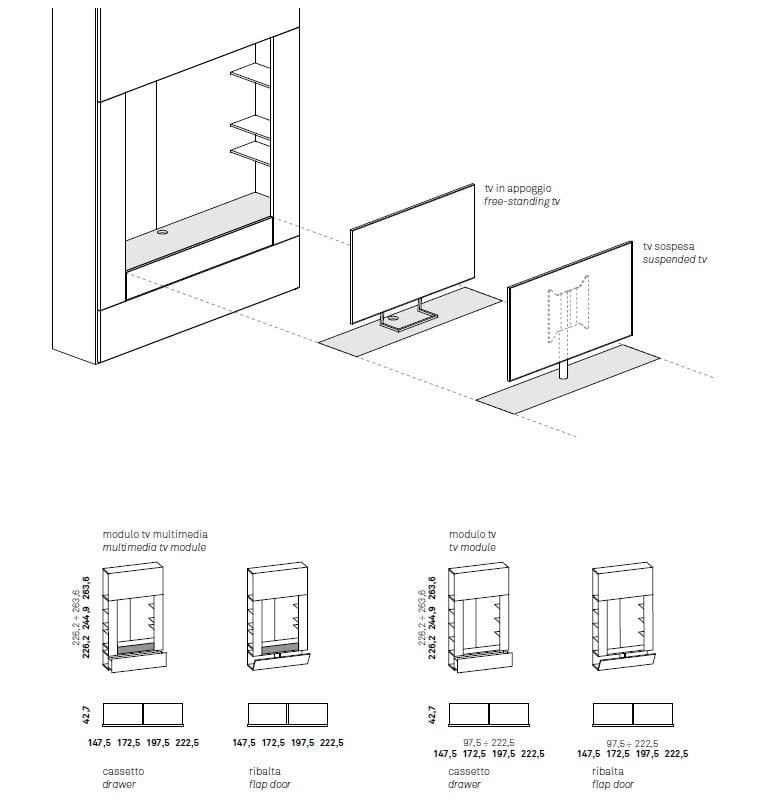 Шкаф с ТВ-модулем и изменением глубины Caccaro Roomy ARCH-00087126 - Вид №6