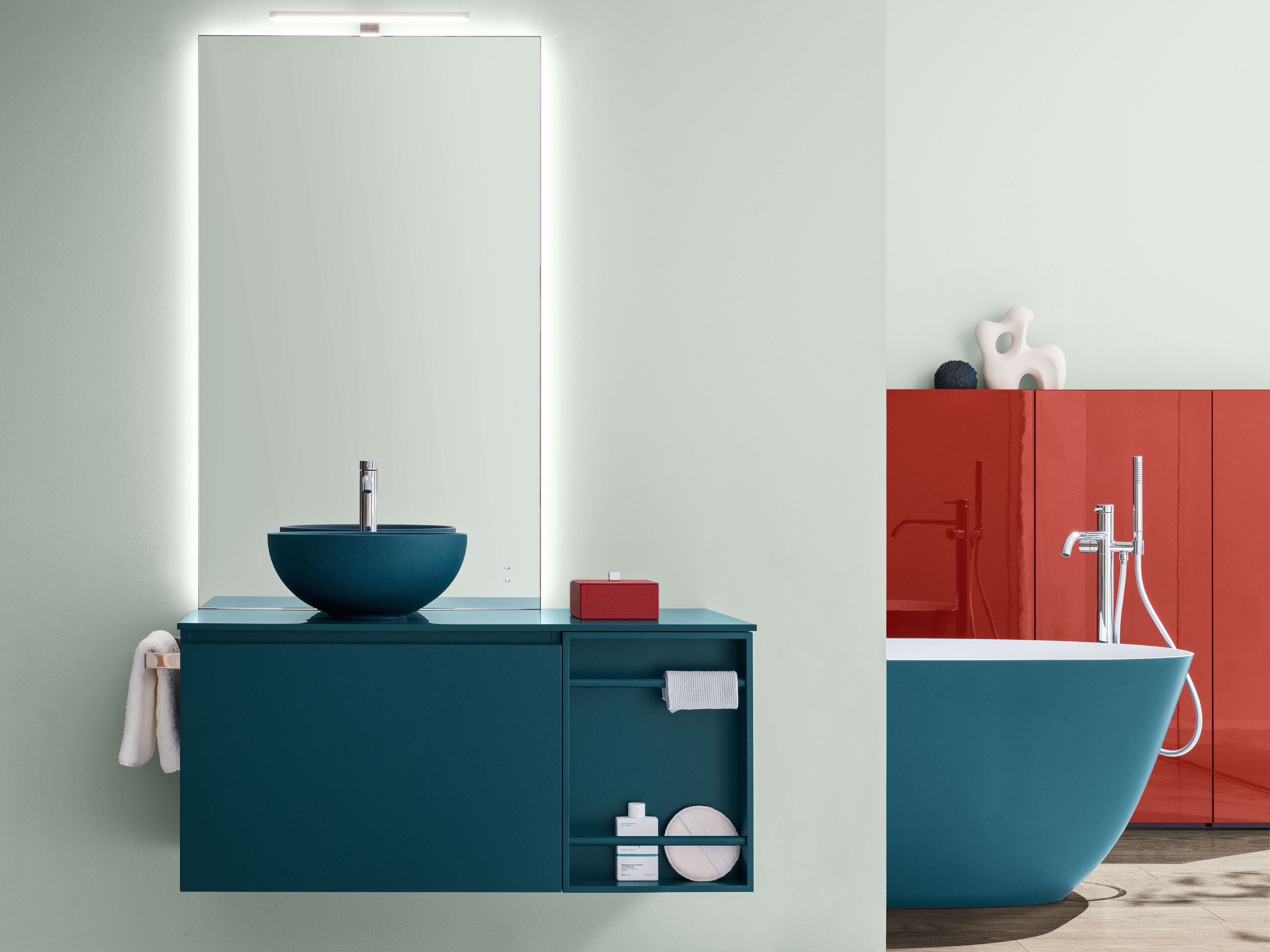 Глянцевый и матовый лакированный деревянный подвесной умывальник ARBLU Dress System ARCH-00056301