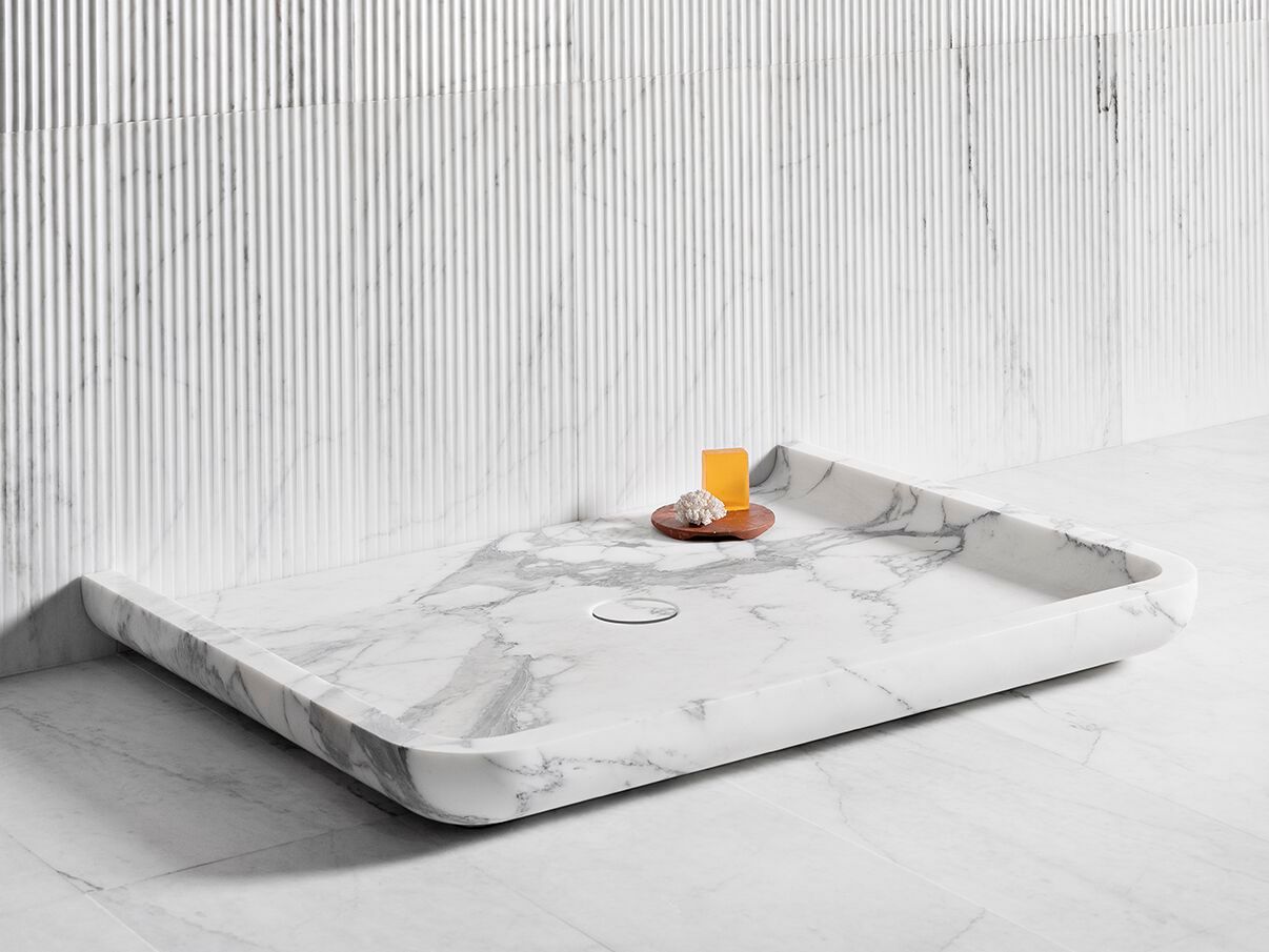 Мраморный прямоугольный поддон для душа LUCE DI CARRARA Monolithos ARCH-00100671