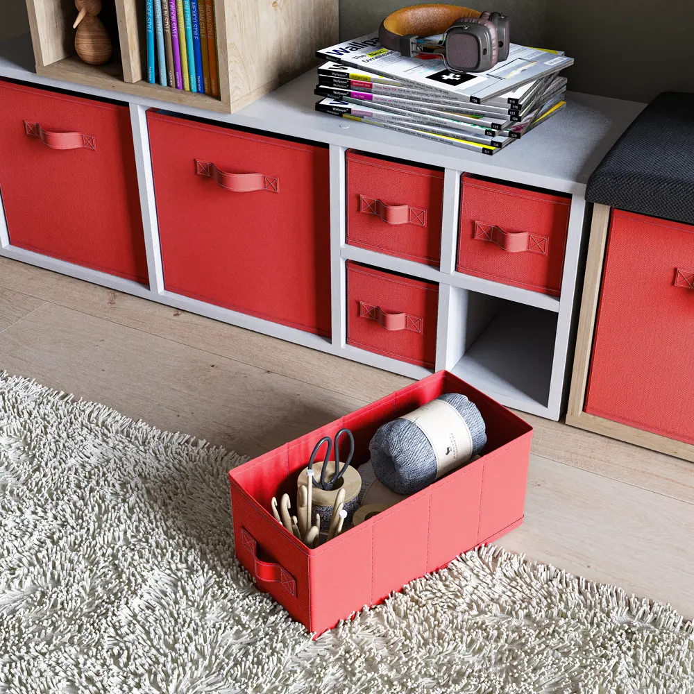Короб Spaceo KUB Carmen 15x31x15 см 6.9 л полиэстер цвет красный 81990633 STLM-2055631