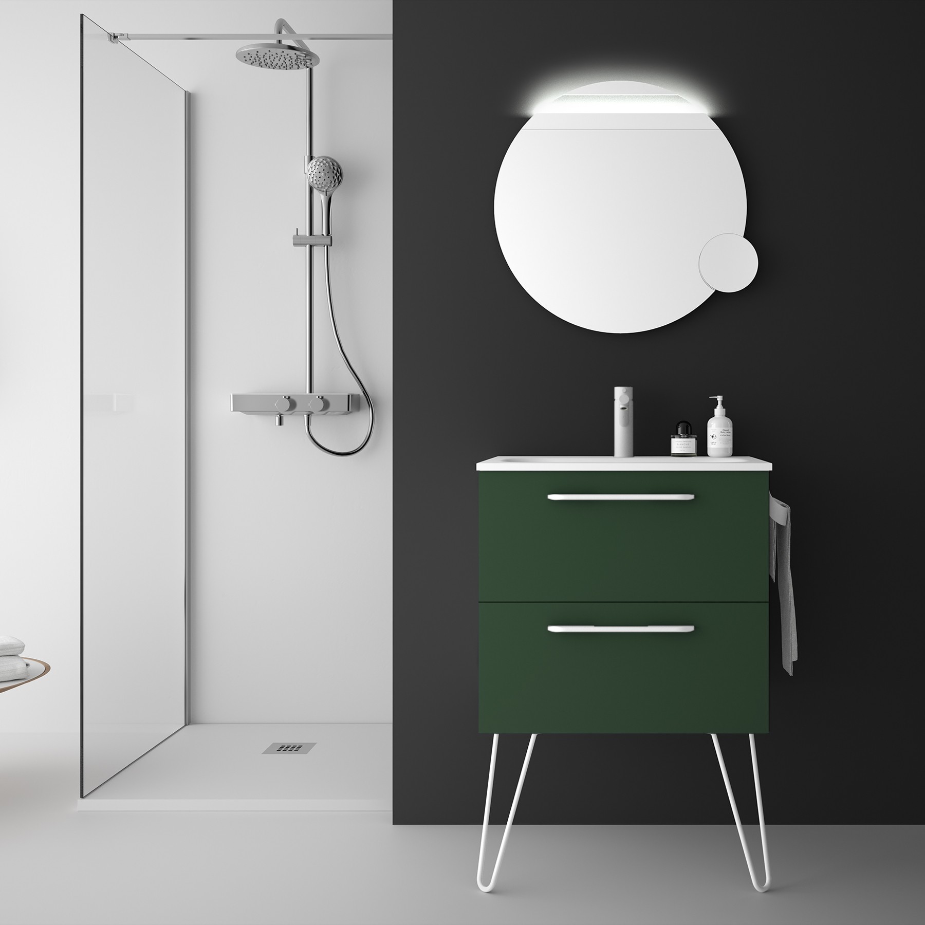 81708 SALGAR Мебель для умывальника FUSSION CHROME 600 2 ящика ROYAL GREEN 598 x 540 x 450 мм Королевский зеленый