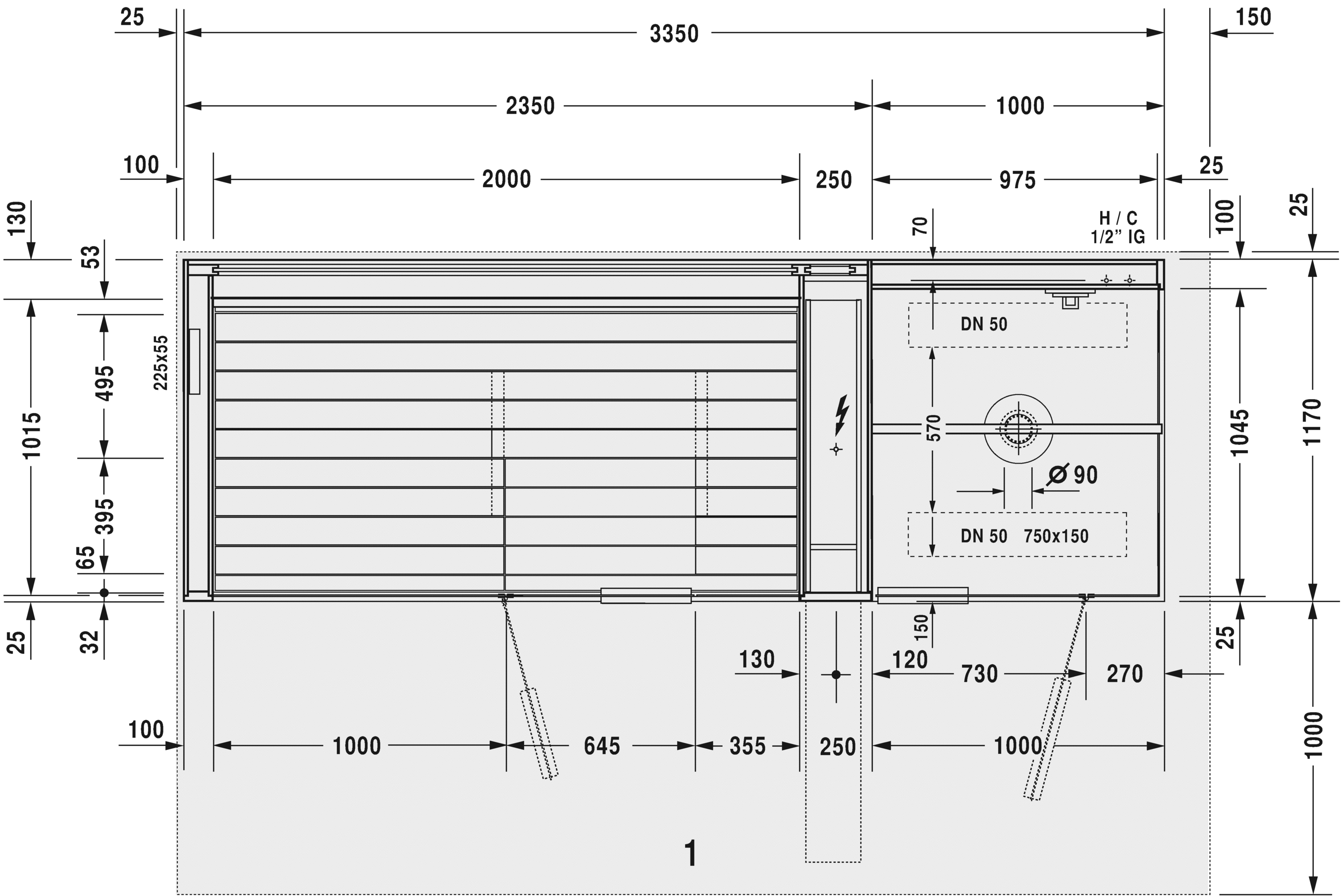 7507..002011000 Сауна Inipi Ama, пристенный и угловой вариант Inipi #7507 3350 x 1170 x 2220 мм Белый глянцевый декор Duravit  - Вид №4
