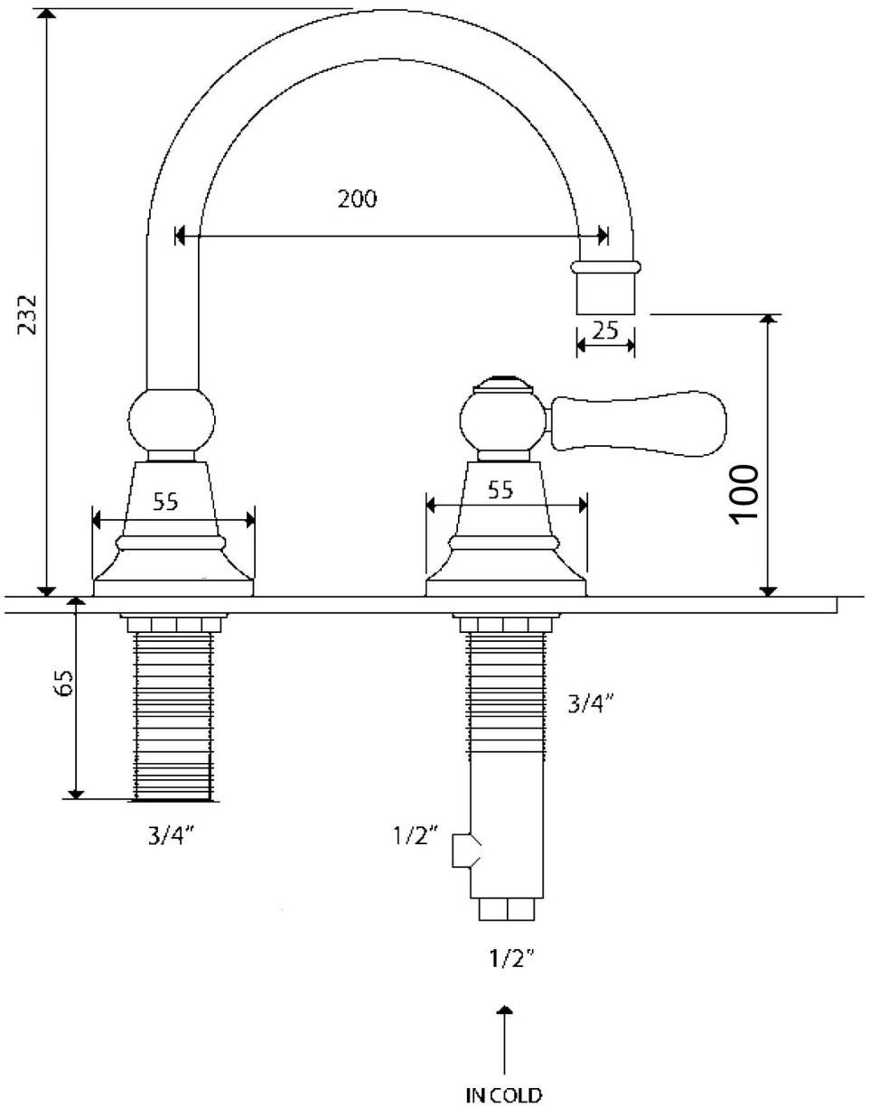 rvb Смеситель для умывальника на 2 отверстия Flamant butler 1950.11.44-wo - Вид №3