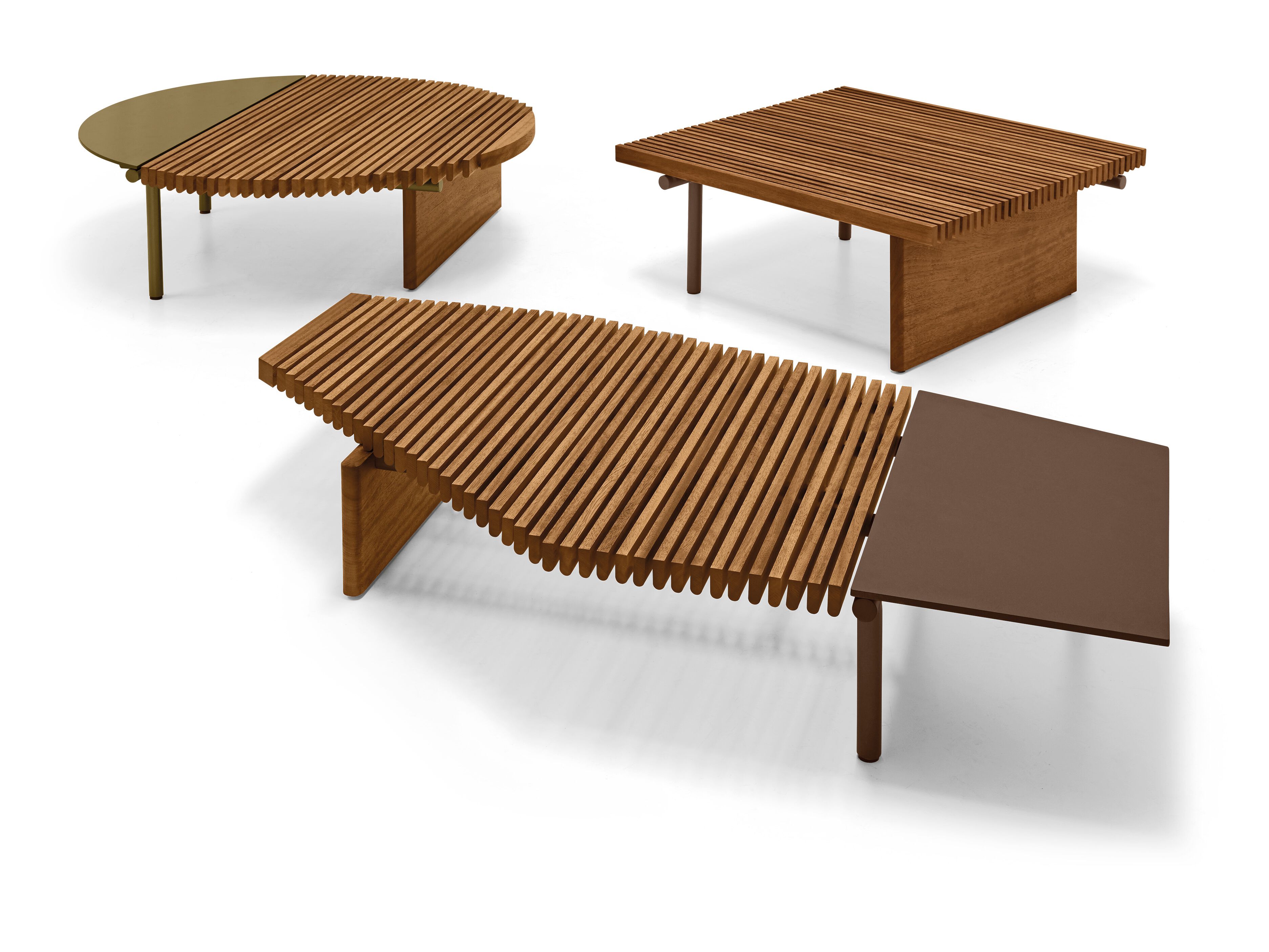 Стальной и деревянный низкий круглый садовый столик Arketipo TALAMONE ARCH-00043978 - Вид №1