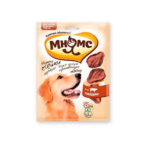 ПР0025830 Лакомство для собак Pro Pet стейки для крупных пород 75г МНЯМС 