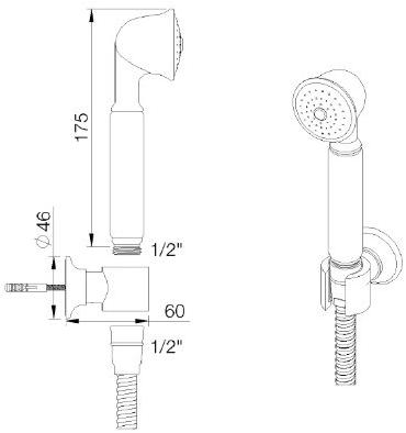 rvb Настенный ручной душ из хромированной латуни с гибким душевым шлангом Times 8027.--.73 - Вид №1