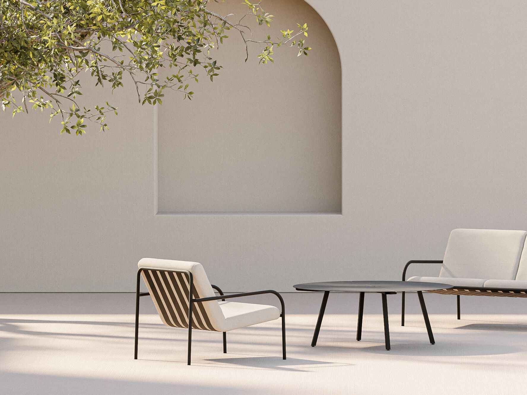 Круглый стол для сада с порошковым покрытием Metallbude BREEZE ARCH-00124709 - Вид №6