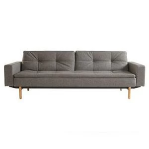 Диван Dublexo с мягкими подлокотниками Rests, ножками Stem из светлого дерева и черной рамой, темно-