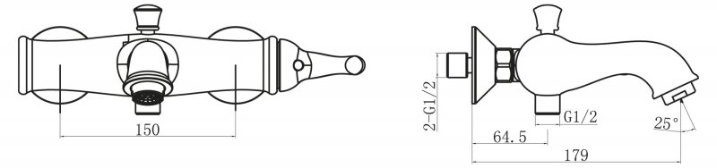 Смеситель для ванны и душа TIFFANY TIF-VASM-CRM BELBAGNO  - Вид №1