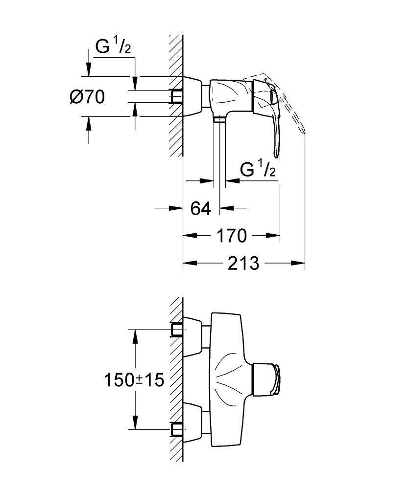 32307000 Смеситель для душа Grohe хром  - Вид №1
