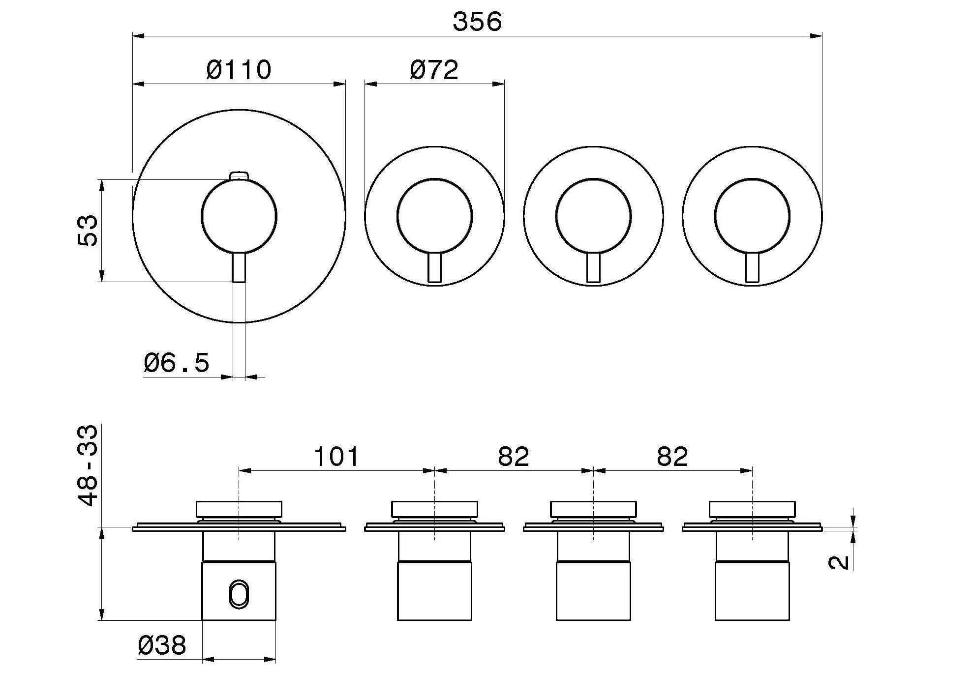 Термостатический смеситель для душа с 4 отверстиями Newform многофункциональные термостаты с 3 выходами ARCH-00050270 - Вид №3