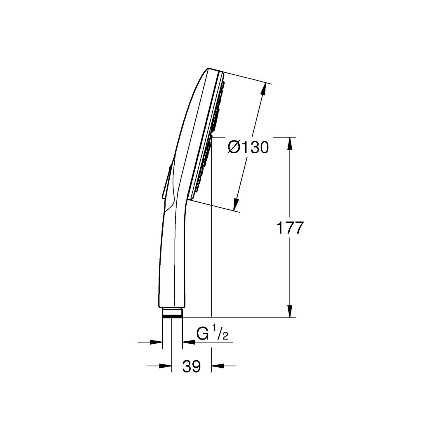 Ручной душ GROHE Rainshower SmartActive 130, 3 вида струй, хром (26544000) - Вид №1