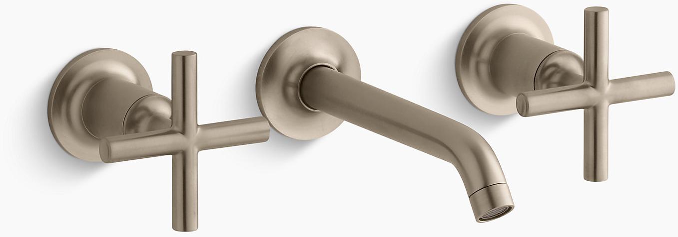 KOHLER Purist Распространенный настенный смеситель для раковины с накладкой 6-1 / 4 K-T14413-3-BV 