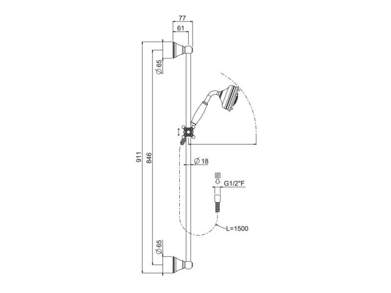 Подъемы и подъемы с рампой CARIMALI COLONIAL H90 DOCCIA ANTICA ARCH-00082707 - Вид №1