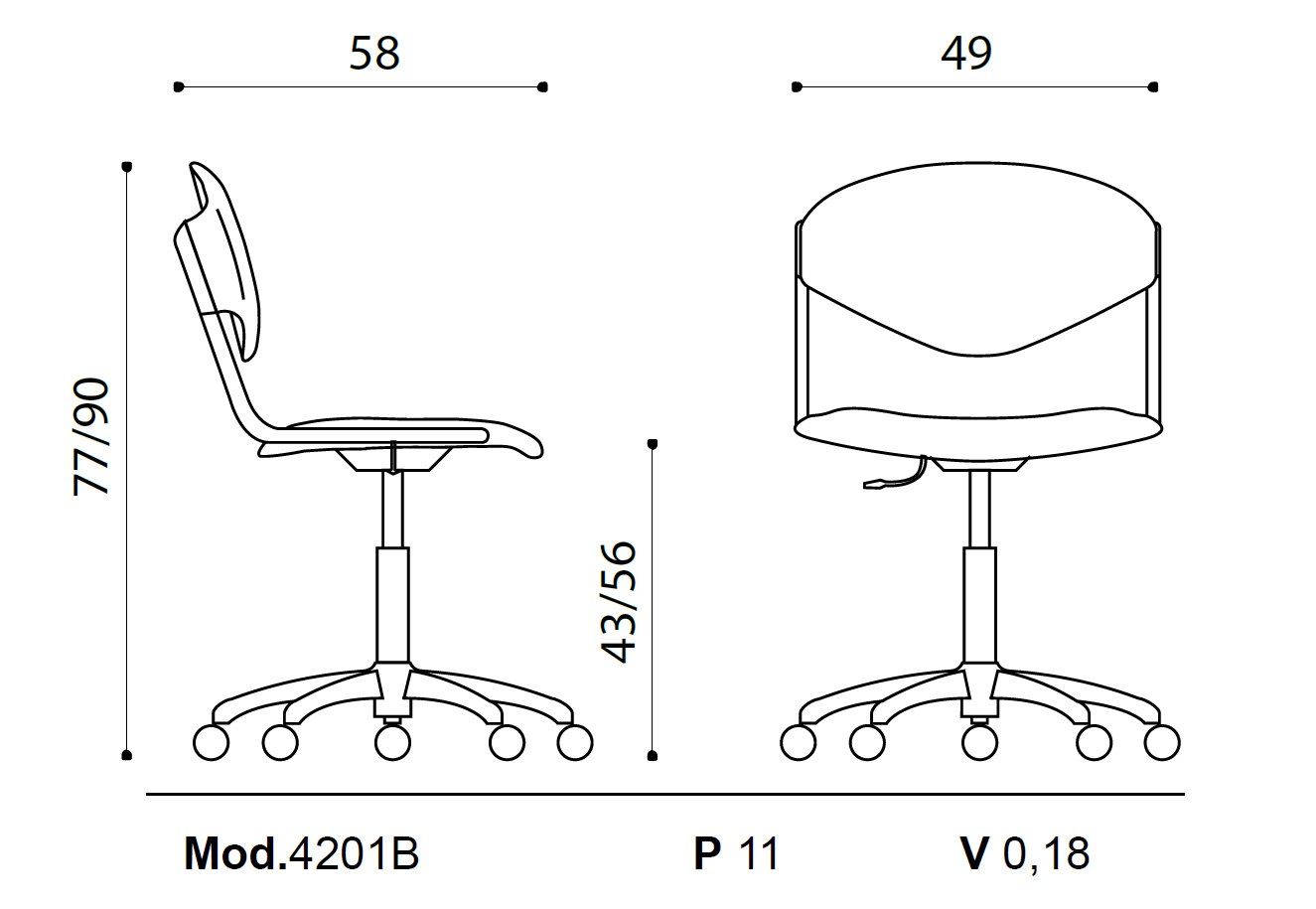 Стул с колесами Ares Line Omnia contract ARCH-00050365 - Вид №1